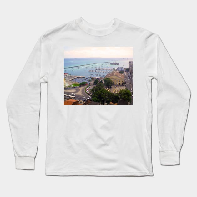 Mar da Bahia Fortification of Saint Marcelo and Mercado Modelo Long Sleeve T-Shirt by Marccelus